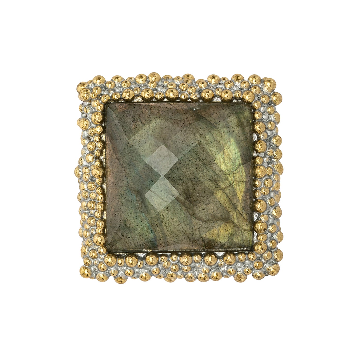 Anello Daniela De Marchi  TIMES  SQUARE  collezione GATSBY  ottone argentato e labradorite