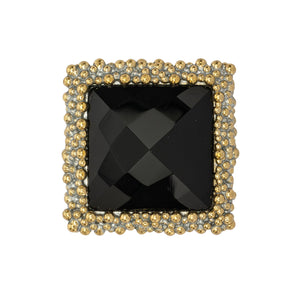 Anello  Daniela De Marchi  TIMES SQUARE in ottone argentato ed onice collezione GATSBY.