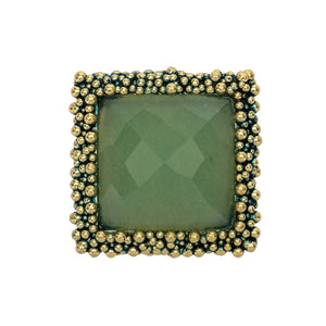 Anello TIMES SQUARE  ottone oltremare pietra avventurina verde collezione GATSBY