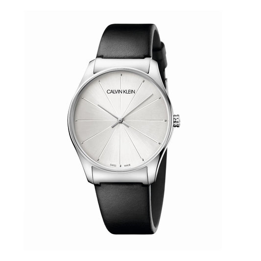 Orologio uomo  Calvin Klein  " Classic" cinta pelle nera quadrante bianco