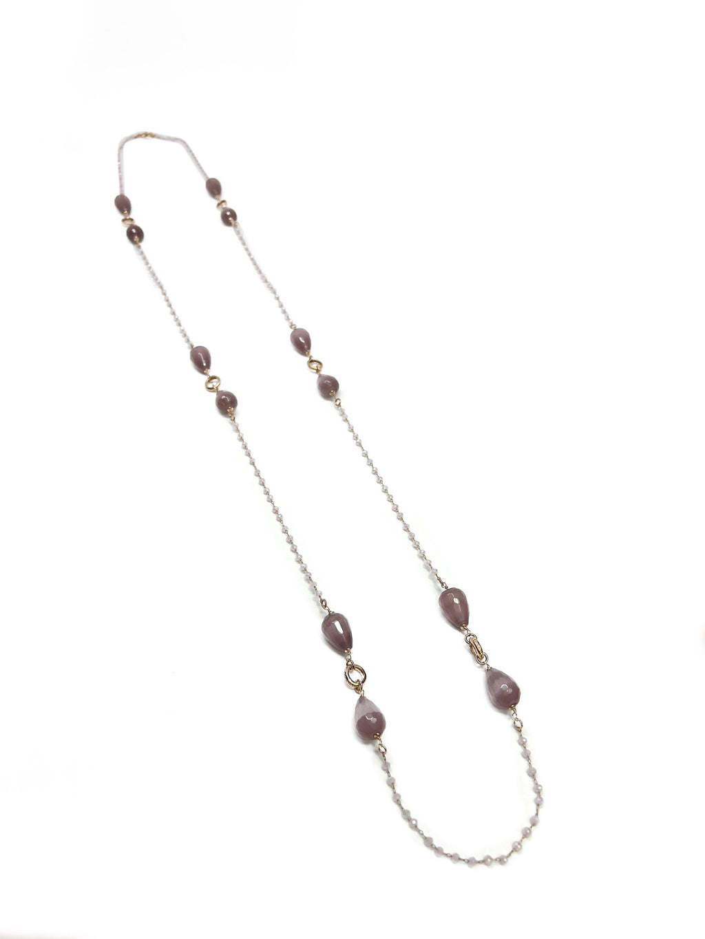 Lady necklace in bronze rosary with natural stones