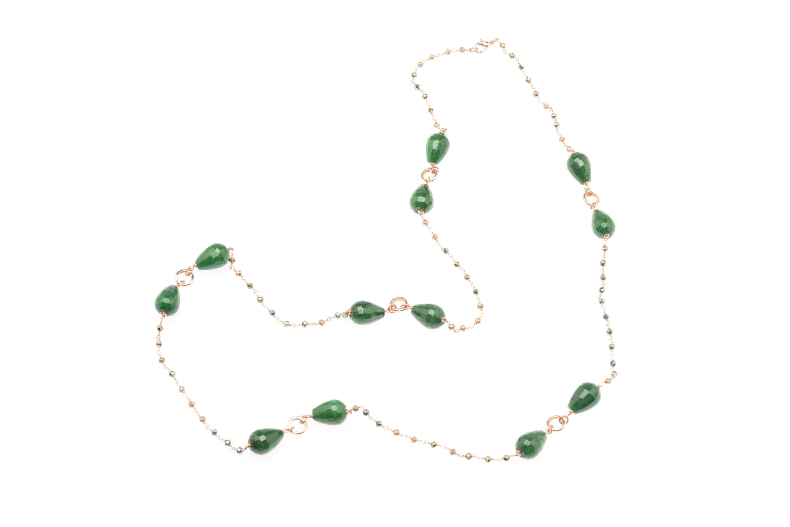 Lady necklace in bronze rosary with natural stones