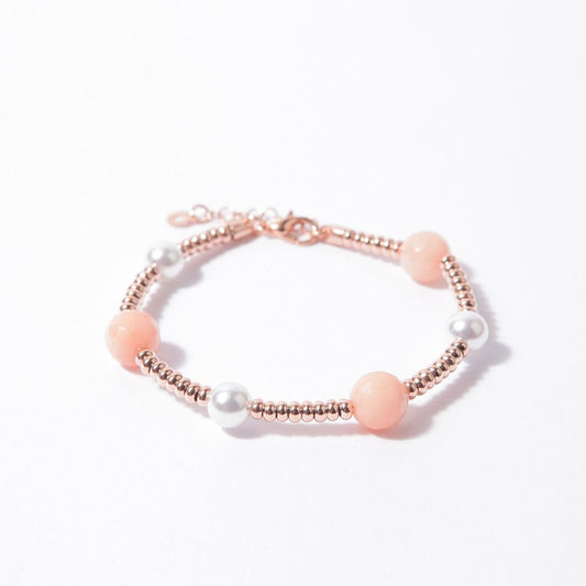 Bracciale Ippcampo collezione "TRENDYIPPO" con Perle e Quarzo rosa o Corniola