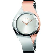 Orologio "Sensual" Calvin Klein, donna, cassa acciaio bicolore, quadrante argento