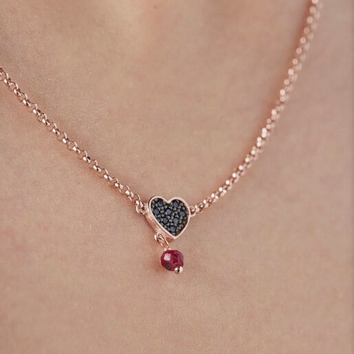 Rose Vermeil Silver TOUS Motif Necklace with Spinels and Ruby heart mo –  Aldo Cavallari